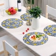 thumbnail image 5 of 15 Inch Round Grid Plate Mats Heat Non-Slip Resistant PVC Placemats for Kitchen Dining Table Decor Lemons and Leaves Pattern 6PCS, 5 of 5