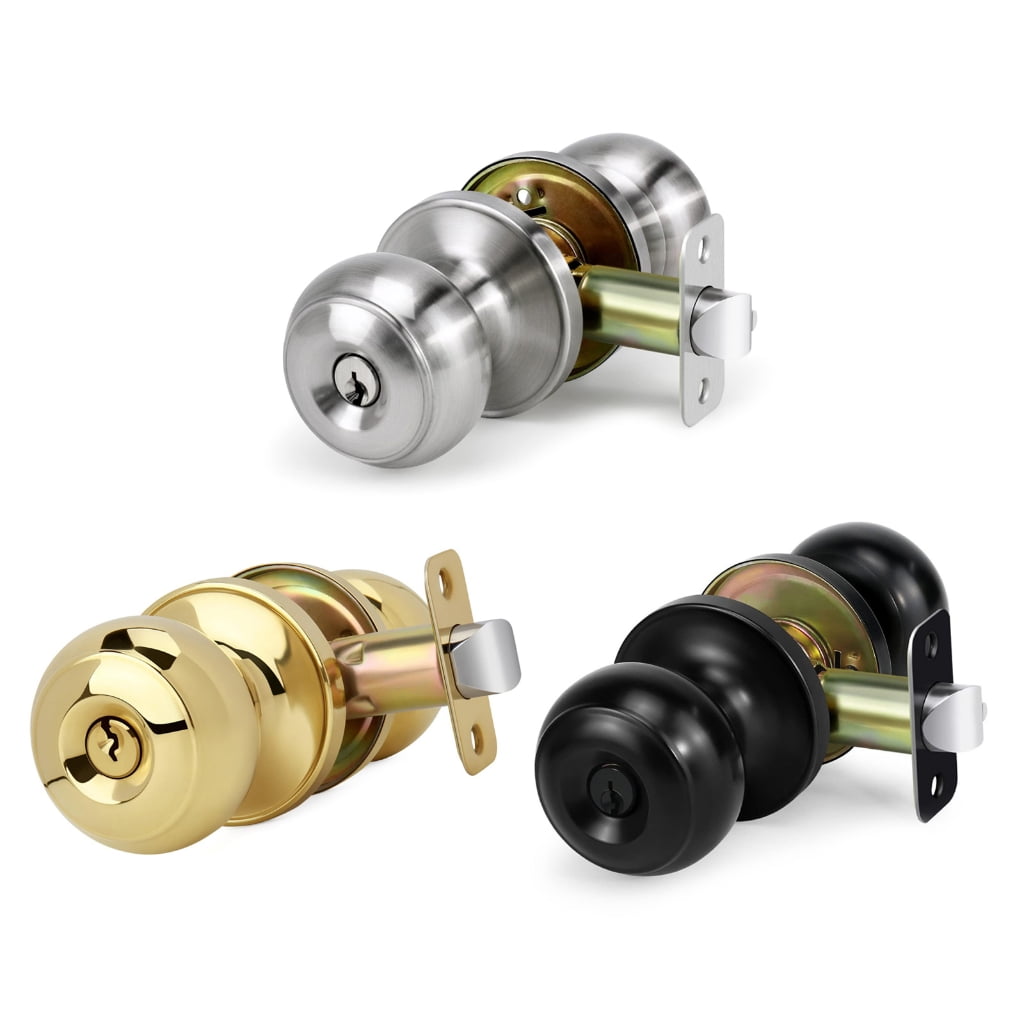 Zinc Alloy Round Door Knobs Knobset Entrance Lock Interior Door Handles for Hallway, Closet, Bathroom Easy to Install