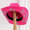 thumbnail image 2 of HJYCHN Sparkling Rhinestone Western Cowboy Hat Elegant Wide Brim Design For Party Wedding And Events Hot Pink One Size, 2 of 5
