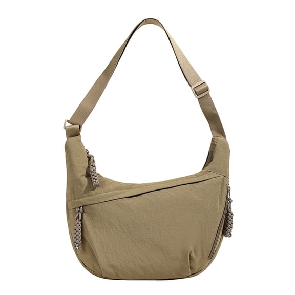 DGMIOCS Nylon Crescent Crossbody Bag for Women Shoulder Tote Handbag Casual Sling Bag Dumpling Purse Bag for Outdoor Travel Coffee