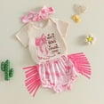 thumbnail image 4 of Baby Onesies Girl Baby Girl Clothes Boots And Bows It's A Cowgirl Thing Print Short Sleeve Top Shorts 3-Piece Set, 4 of 5