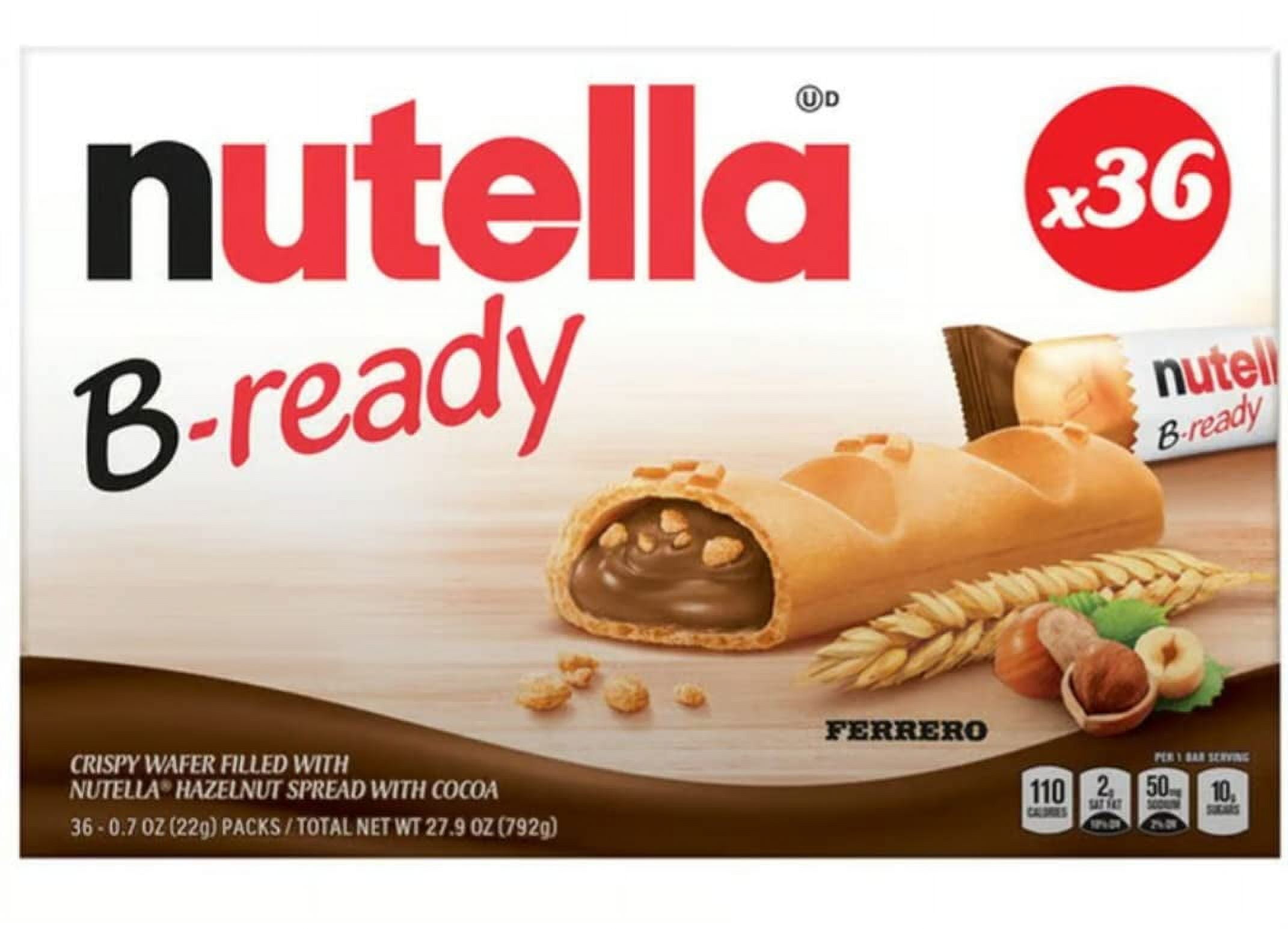 Nutella B-Ready Snack Bars, 36 Count, Individually Wrapped, Packaged with Collectible Pen, Plastic Container