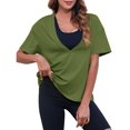 thumbnail image 5 of Summer Women Short Sleeved Top Deep V Neck T Shirt Casual Loose Basic T Shirt, 5 of 5