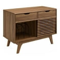 thumbnail image 2 of Modway Render Wood & Vinyl Record Display Stand with 2 Drawers in Walnut, 2 of 11