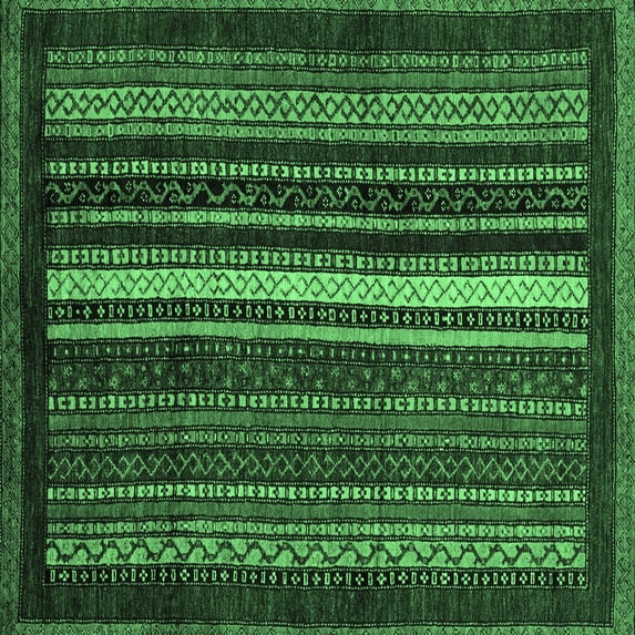Ahgly Company Indoor Square Abstract Emerald Green Modern Area Rugs, 8' Square