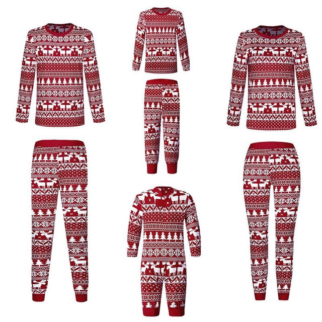 Conjunto de pijamas navideños a juego para la familia, ropa de dormir clásica con estampado de alce rojo para adultos, papá, padre, madre, niños y bebés
