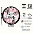 thumbnail image 3 of 1pc "Blessed Mama" Aluminum Wall Decor Sign, Elegant Pink Black Floral Glitter Circle, Weather-Resistant Metal Art, for Indoor/Outdoor Use - Mothers Day Gift, Home Garden Decor, Front Door Decor, 3 of 6