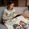 thumbnail image 5 of Winter Snowman Flannel Blanket for Bed,Travel and Camping, Christmas Gift Leaves Flower Snow Ball Vintage Linen Super Soft Cozy Blanket for All Seasons 40"x50", 5 of 9