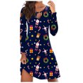 thumbnail image 2 of WREESH Robe à Manches Longues pour Femmes Robe de Noël Imprimée Père Noël Ample Col Rond Légère Décontractée Automne, 2 of 5
