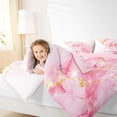thumbnail image 3 of Manfei 3D Cartoon Bow Print Full Size Comforter Sets,White Pink Monogrammed E Bedding Comforter Set,Pink Reversible,3-Piece,1 Comforter and 2 Pillowcases, 3 of 7