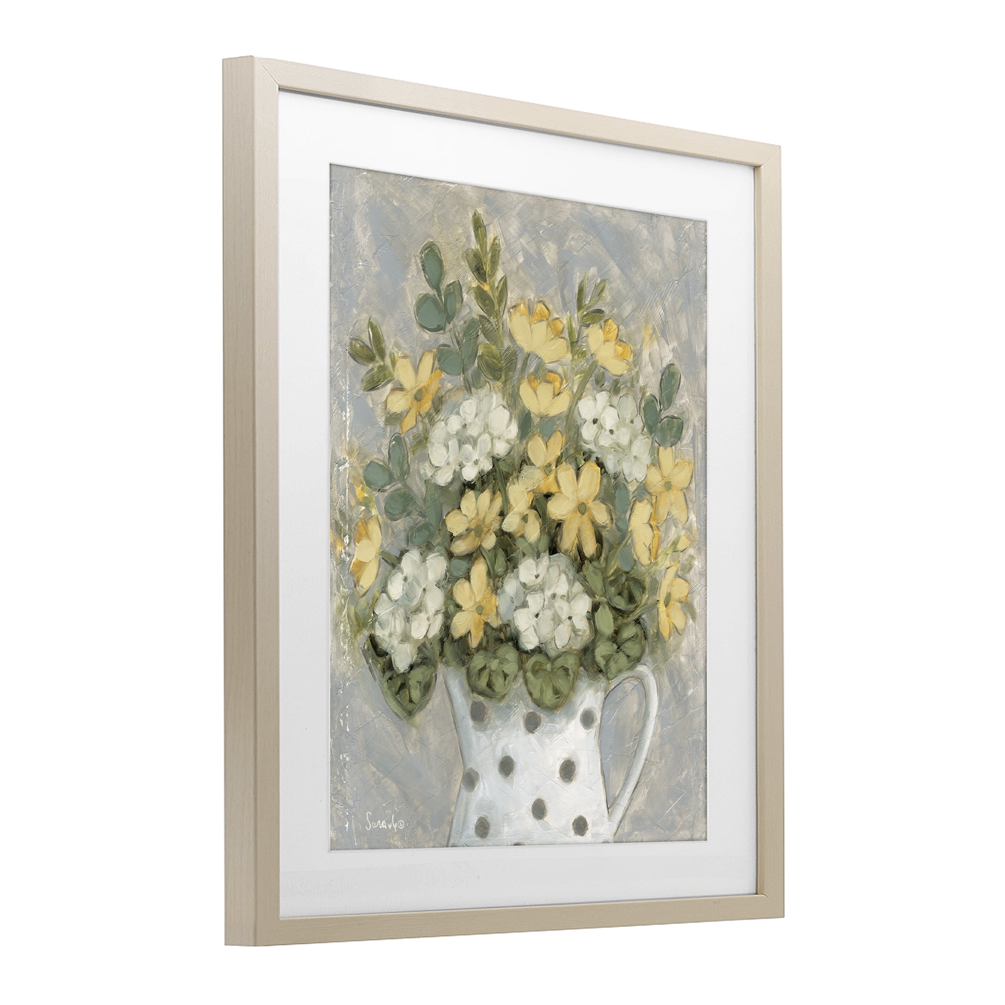 Stupell Industries Farm Fresh Bouquet Dotted Vase Birch Framed Print Under Glass, design by Sara G. Designs