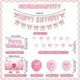 thumbnail image 4 of Coquette Birthday Decorations Set, 141Pcs Pink Bow Happy Birthday Party Decorations Serve 16,with Plates Cake Top Napkins Cups Banner Tablecloth Balloons, Pink Party Supplies for Girls Party, 4 of 6