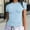 Light Blue, variant on HOMBOM Women Shirts Casual Hot Pink Y2K Short Sleeve Crew Neck Slim Fit Solid T-shirt L