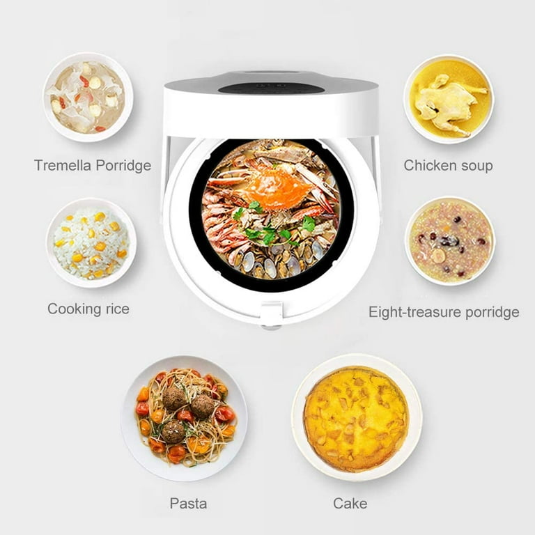 Mishcdea Small Rice Cooker, Personal Size Cooker for 1-2 People, Multi Food  Steamer, 24 Hours Preset，Portable Rice Cooker 3 Cups (Uncooked), White 