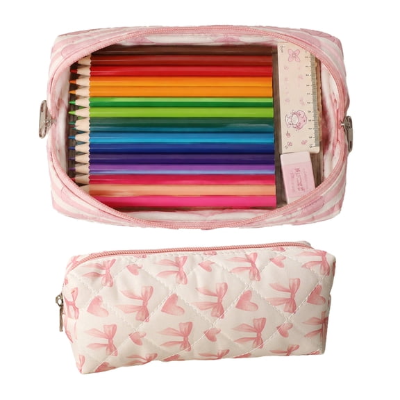 Qocolcyl Under 1 Dollar Large Capacity Pencil Case & Pencil Box, Colorful Cloth Pouch, Multi-purpose Storage Bag, Portable Makeup Brush Organizer, Lightweight Travel Bag for Classroom, Home, Office