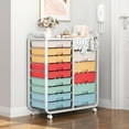 thumbnail image 4 of BEHERZT 14 Drawer Rolling Cart with Tabletop & DIY Pegboard, Storage Cart with Wheels, Organizers Utility Cart, Rainbow, 4 of 6