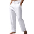thumbnail image 1 of HXWCHs Men's Drawstring Linen Pants Stretch Vacation Wear White XL, 1 of 8