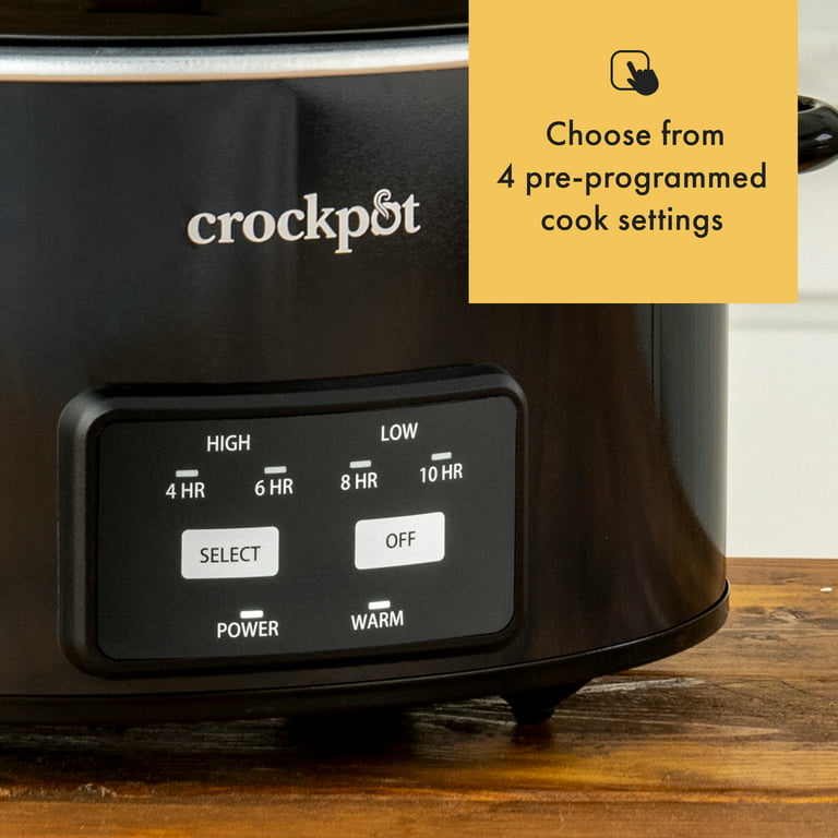 Crockpot 4.5-Quart Lift & Serve Hinged Lid Slow Cooker, One-Touch Control