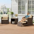 thumbnail image 2 of 5-Piece High Back Patio Conversation Set with 2 Ottomans and Table, All-Weather PE Rattan Lounge Chairs with Soft Cushions, Ideal for Balcony, Porch, Garden, Pool, Backyard, and Poolside Relaxation, 2 of 8