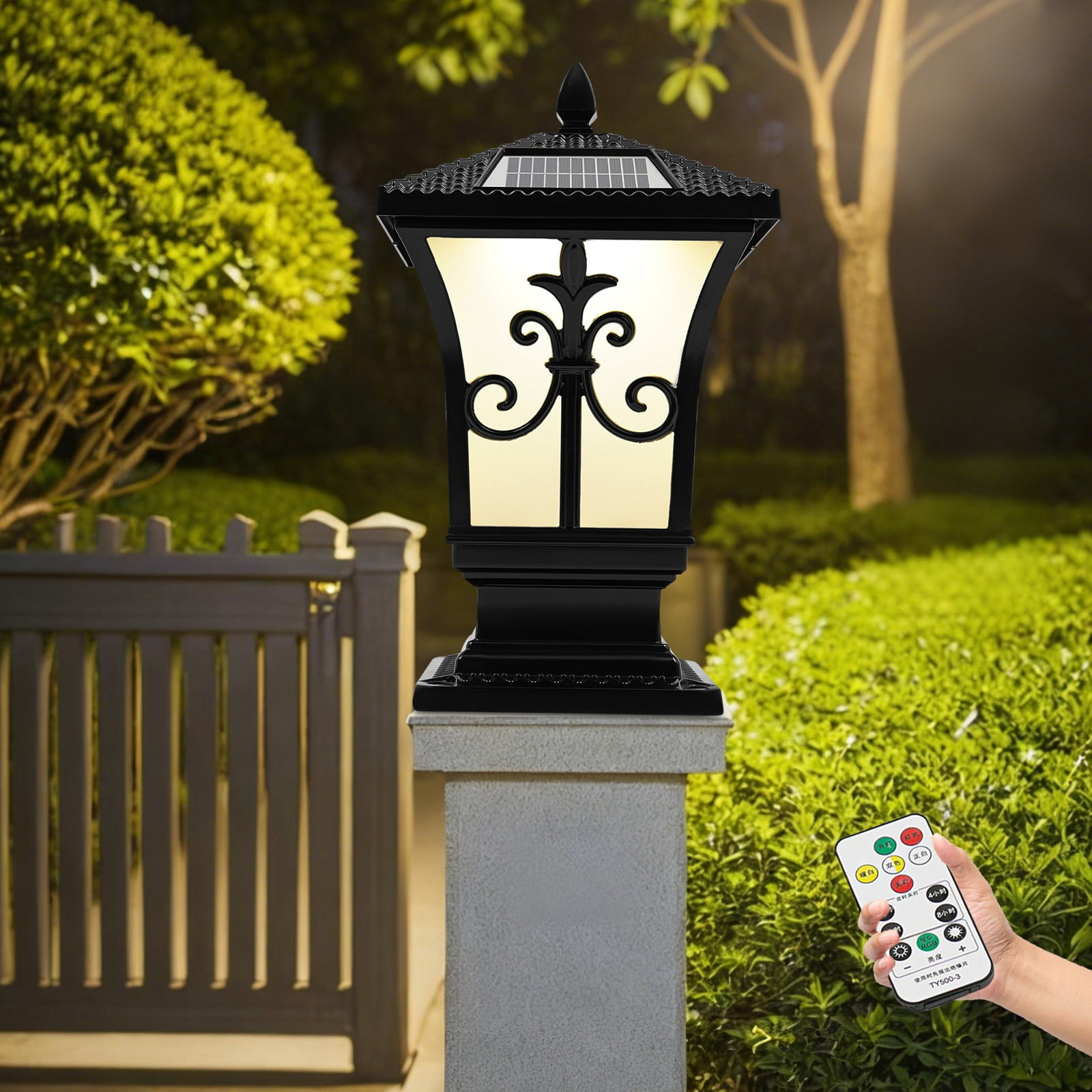Black Outdoor Solar Post Light, Solar Powered Pillar Light, Garden Light For Installation In The Courtyard, Villa, Porch, Garage, Aisle, Balcony