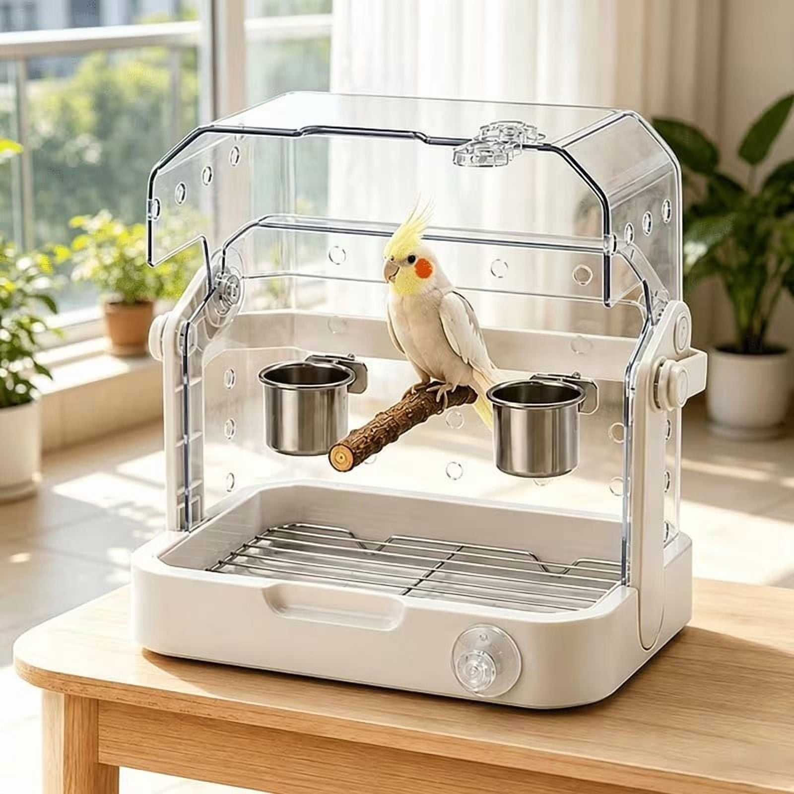 Portable Bird Cage for Small Birds - Travel Friendly with Perch & Bowls