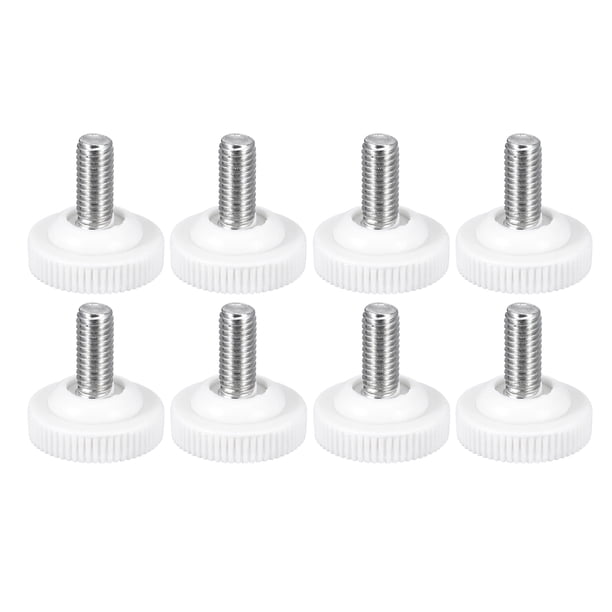 Patas de nivelación para muebles, paquete de 20, 28 x M8 x 20 mm - Perillas estriadas de rosca macho, nivelador ajustable para muebles (blanco)