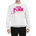 thumbnail image 2 of I Wear Pink for My Mom Survivor Awareness Unisex Crewneck Graphic Sweatshirt, White, Small, 2 of 3