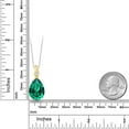 thumbnail image 4 of Gem Stone King 925 Silver and 10K Yellow Gold 2 Tone Pear Shape Green Nano Emerald and White E-F Lab Grown Diamond Keren Hanan Pendant Necklace for Women (9.30 Cttw), 4 of 5