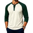 thumbnail image 2 of IAJDKMEK Men's Henley Shirts - Long Sleeve Color Block Raglan Casual Top with Soft Fabric for Daily Style,Beige L, 2 of 7