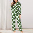 thumbnail image 2 of Pofeuu Happy Watermelon Print Womens Pajamas Set Long Sleeve Sleepwear Button Down Nightwear Soft Pj Lounge Sets Button Down Pajamas Women-Medium, 2 of 7
