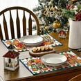 thumbnail image 4 of mubwai Gingerbread Candy Cane Blue Christmas Placemats Set of 4, 12x18 Inch Seasonal Table Mats for Party Kitchen Dining Decoration, 4 of 6