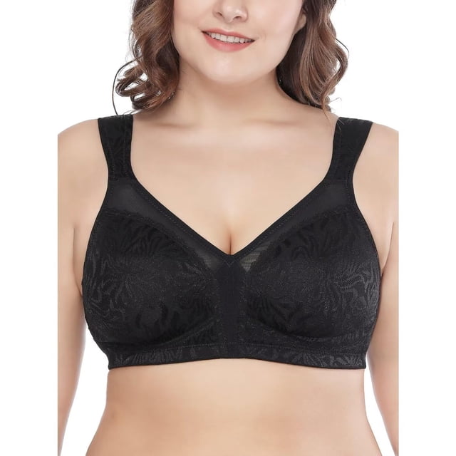 Bra Deyllo para mujer, cobertura total, talla grande 38C, color negro