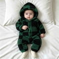 thumbnail image 4 of YHAJDS Girls Boys Winter Fleece Clothes Hooded Romper Snowsuit Footed Jumpsuit, 4 of 8