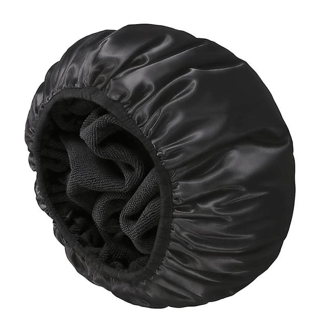 Gorro de Ducha TANGJMXG Reutilizable Impermeable Triple Capa Extra Grande Negro