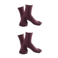 thumbnail image 3 of relayinert Soft Five Toe Socks Stretchable Cotton High Crew Socks Athletic Solid Socks Purple 2Set, 3 of 6