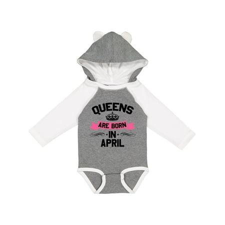 

Inktastic Queens Are Born in April Gift Baby Boy or Baby Girl Long Sleeve Bodysuit