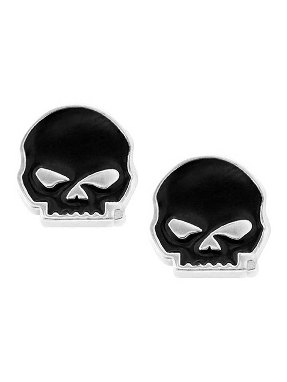 HarleyDavidson Women's Black Enamel Willie G Skull Post Style Earrings