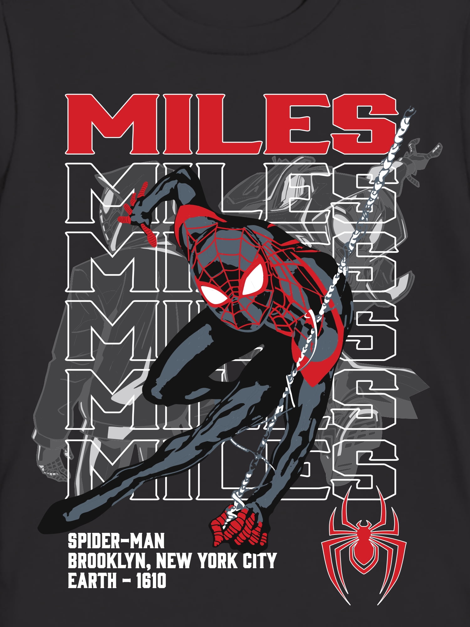 Spider-Man, Boys' & Big Boys', Miles Repeated, Short Sleeve, Graphic T-Shirt, Sizes 4-18