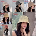 thumbnail image 3 of Women Bucket Hat Spring Summer Hollow Knitted Hat Solid Color Sunhat Fisherman Caps Casual Foldable Beach Cap, 3 of 3