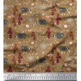 thumbnail image 1 of Soimoi Cotton Voile Fabric Bird,Floral & Racoon Cartoon Print Fabric by The Yard 56 Inch Wide, 1 of 3