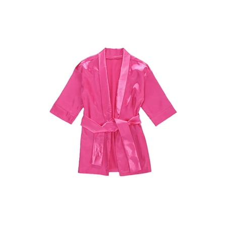

Tregren Baby Kids Girls Satin Silk Kimono Robe Bathrobes Nightgown Flower Girls Robes for Wedding Birthday Spa Party