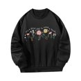 thumbnail image 4 of Sudadera con cuello redondo para mujer, Tops, ropa de otoño e invierno, alfabeto estampado elegante Negro, 4 of 8