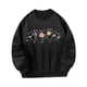 thumbnail image 4 of Sudadera con cuello redondo para mujer, Tops, ropa de otoño e invierno, alfabeto estampado elegante Negro, 4 of 8