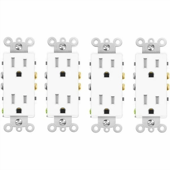 Vigor - 4 Pk 3 Wire Square Outlet 15A/110V 15Amp Receptacle Residential Commercial Grade