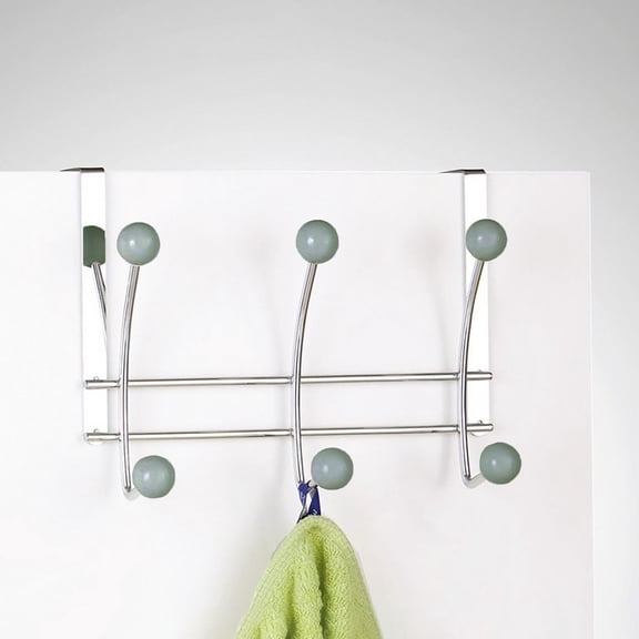 Evideco French home goods 6 Hooks Indoor Bathroom Rust Resistant Over-the-Door Storage Towel Hooks, Gray