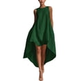 thumbnail image 2 of Smsaxvxz Summer Dresses for Women Fashion Solid Crew Neck Sleeveless Flowy Hem Casual Loose Beach Vacation Sundress Green XL, 2 of 6