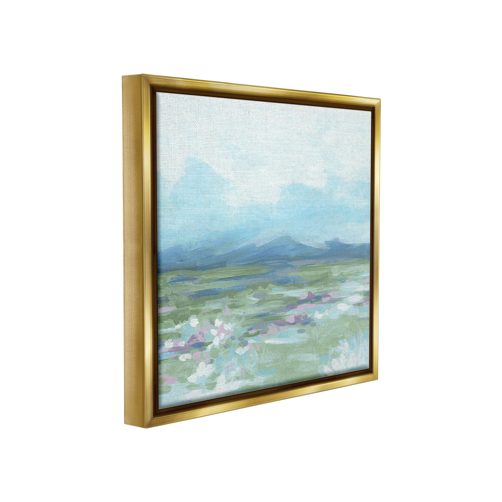 Stupell Industries Foggy Mountain Valley Landscape Painting Gold Floater Framed Canvas Art Print Wall Art, 25 x 25