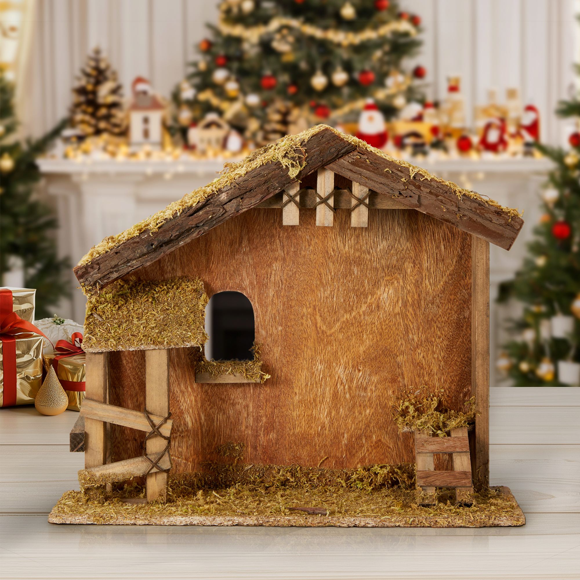 KUETH 7-Inch Scale Wooden Nativity Stable photo 3