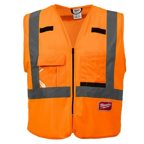 48-73-5031 - SAFETY VEST REFLECTIVE ORANGE S/M WITH 10 POCKETS