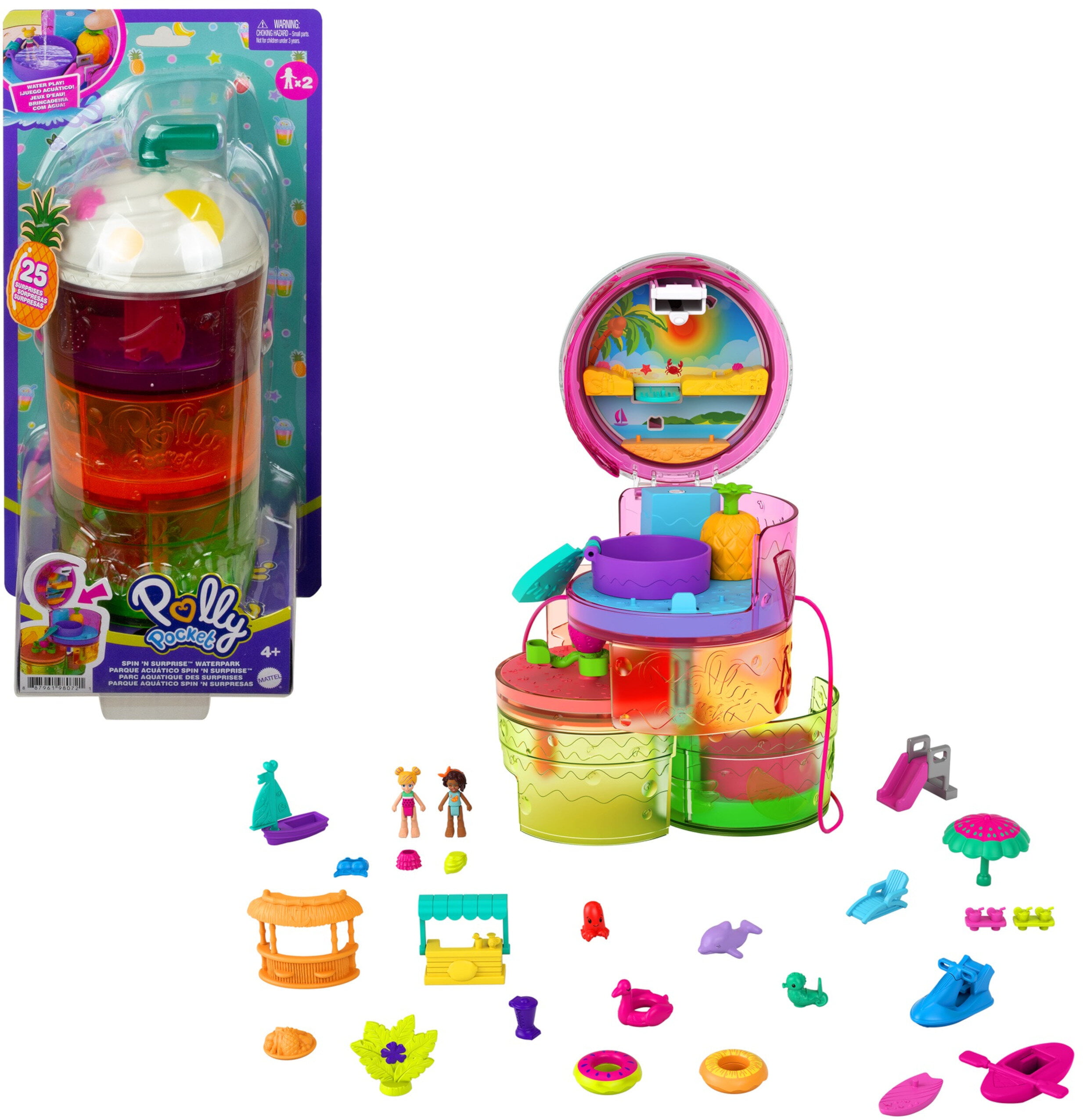 Polly Pocket Spin N Surprise Smoothie Playground Playset Tropical Smoothie Drink 